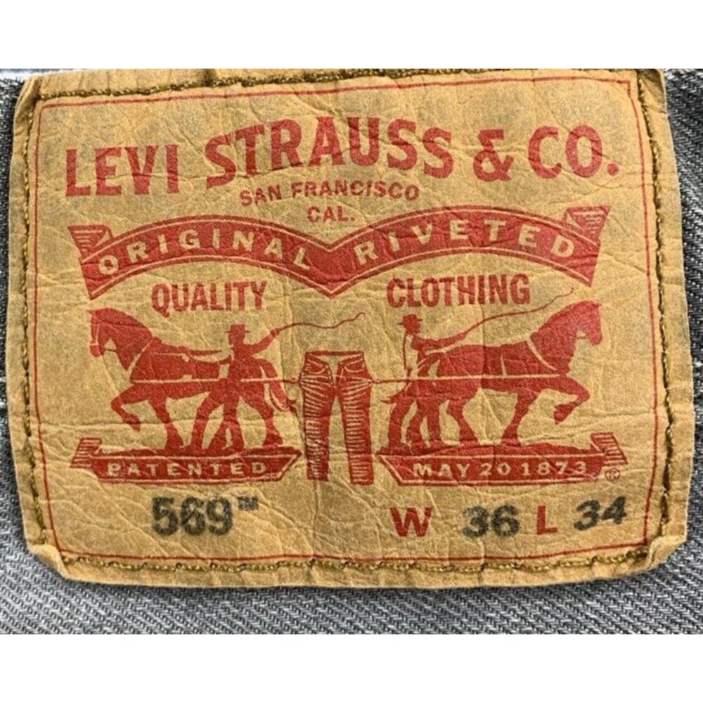Levi Strauss 569 Denim Jeans Men's Size W36 L34 Gray Wash Stained Thrashed - Picture 14 of 16